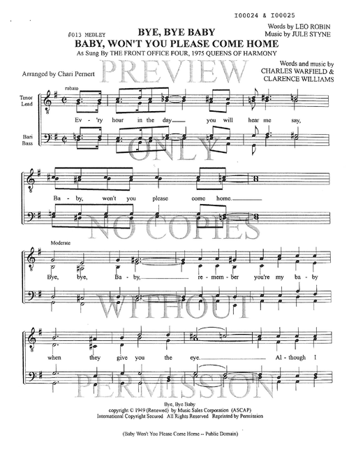 013 Medley - Baby Won't You Please Come Home — sheet music preview, arranged by Charlotte Pernert