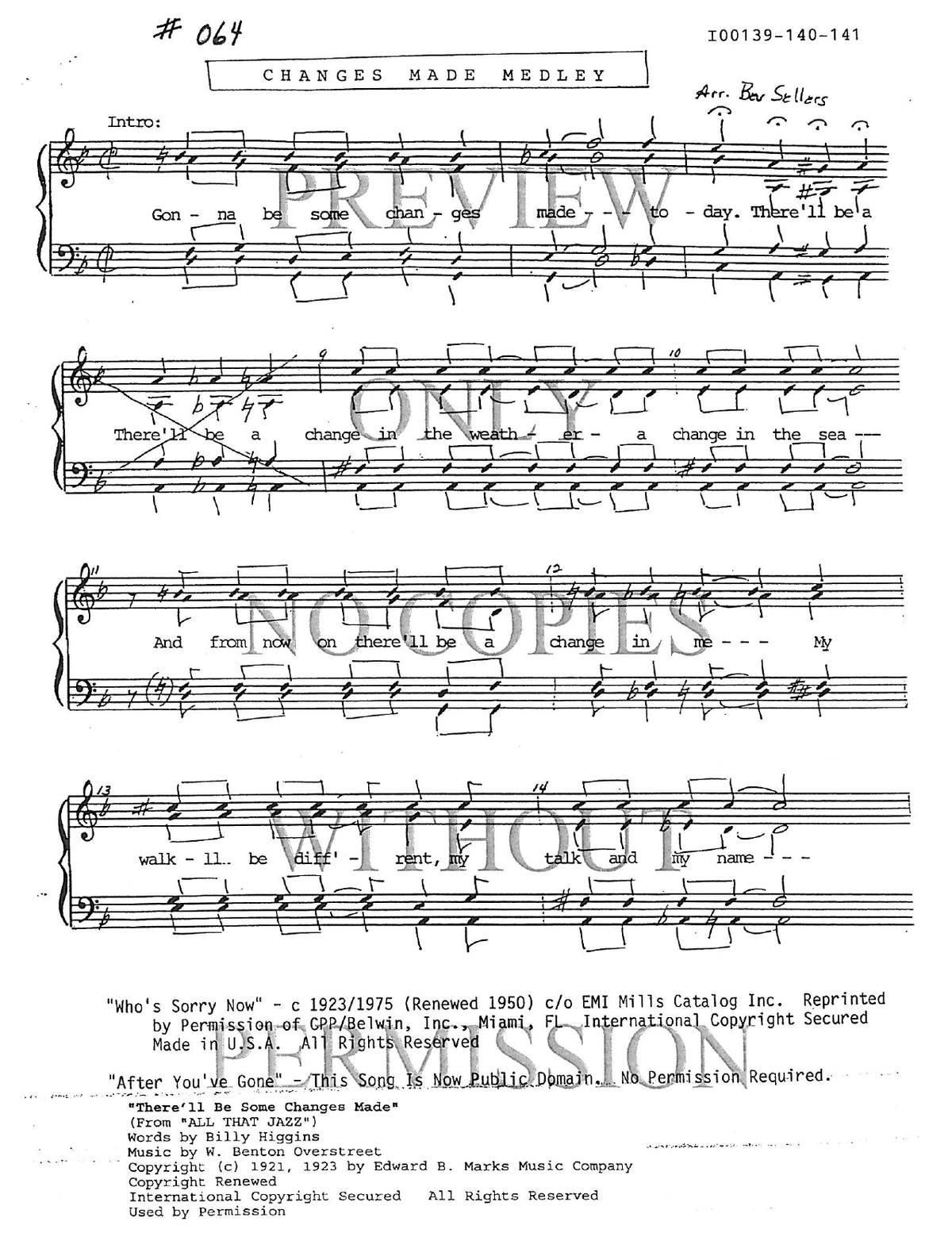 064 Medley - After You've Gone — sheet music preview, arranged by Bev Sellers