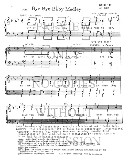 068 Medley - Bye Bye Baby — sheet music preview, arranged by Carolyn Schmidt