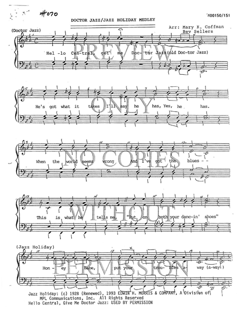 070 Medley - Dr. Jazz/Jazz Holiday — sheet music preview, arranged by Bev Sellers