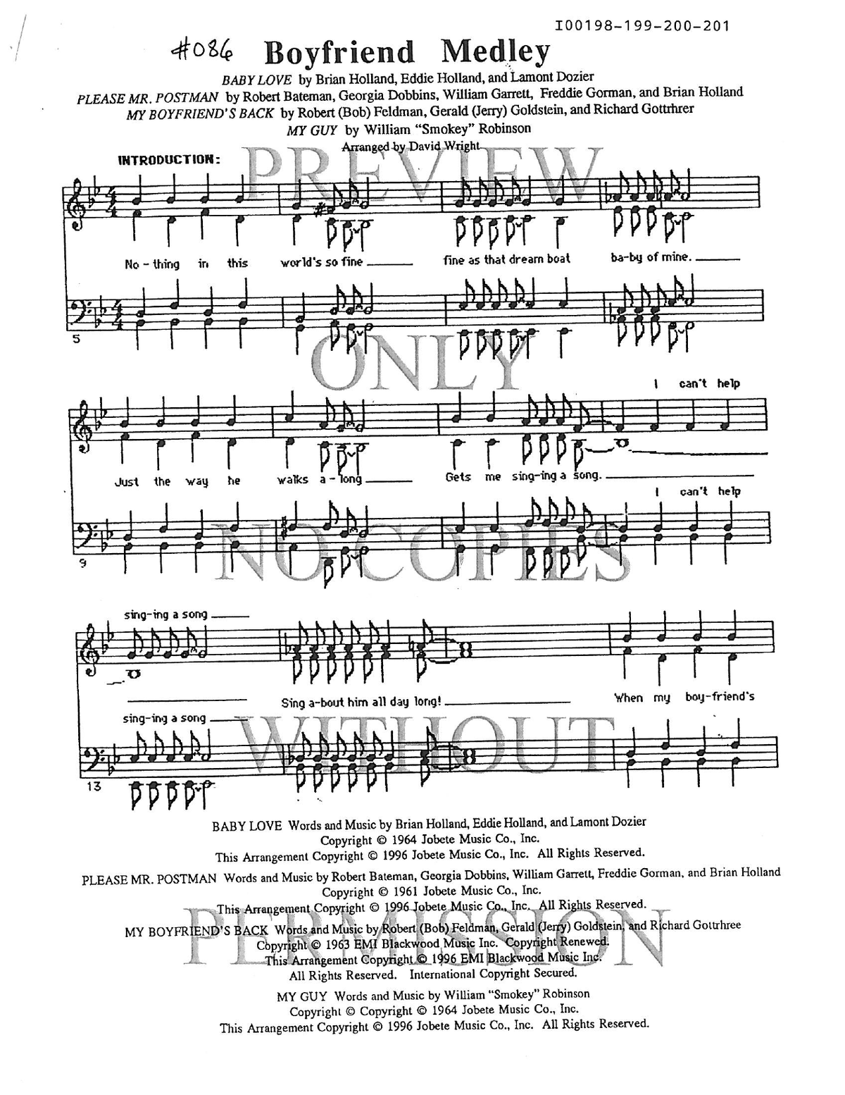 086 Medley - Baby Love — sheet music preview, arranged by David Wright