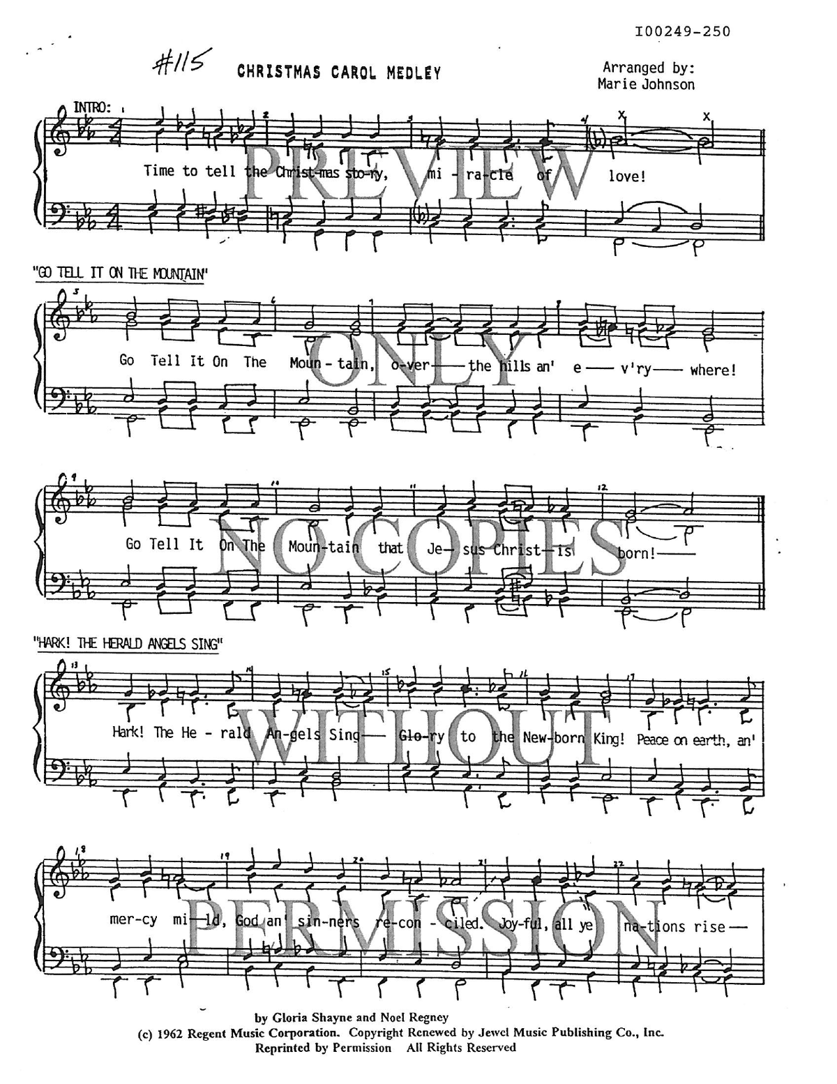 115 Medley - Do You Hear What I Hear? — sheet music preview, arranged by Marie Johnson