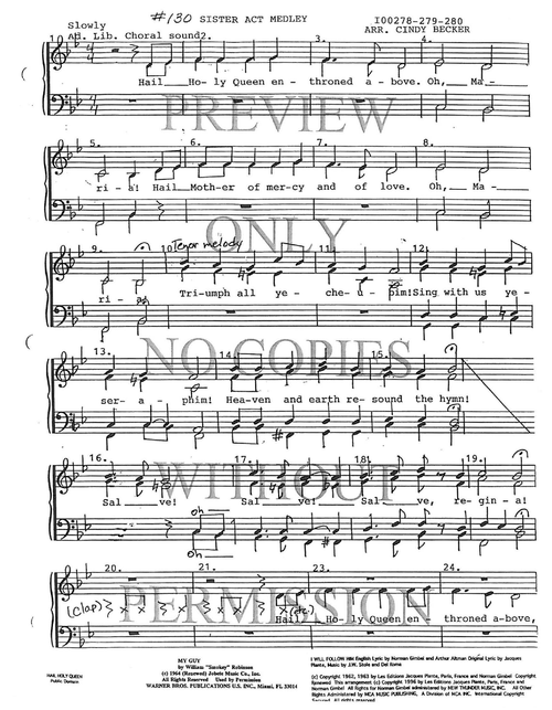 130 Medley - Hail Holy Queen — sheet music preview, arranged by Cynthia Becker