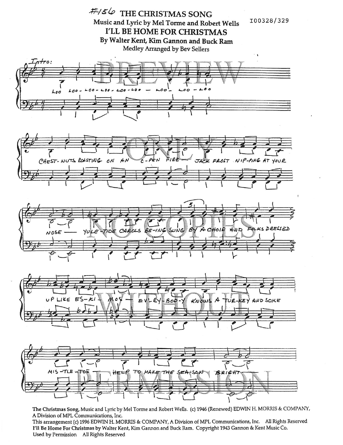 156 Medley - The Christmas Song — sheet music preview, arranged by Bev Sellers