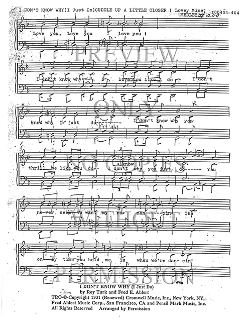 200 Medley - Cuddle Up A Little Closer — sheet music preview, arranged by Molly Rowland