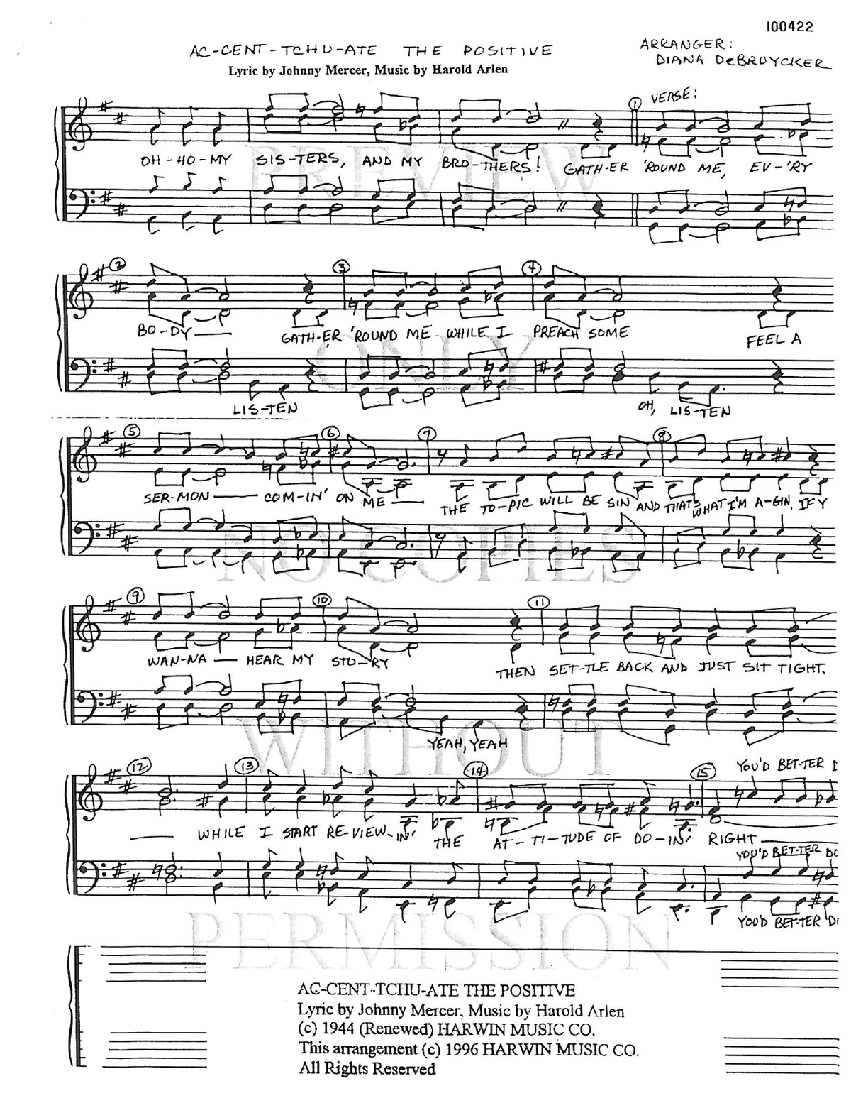 Ac-Cent-Tchu-Ate The Positive — sheet music preview, arranged by Diana DeBruycker