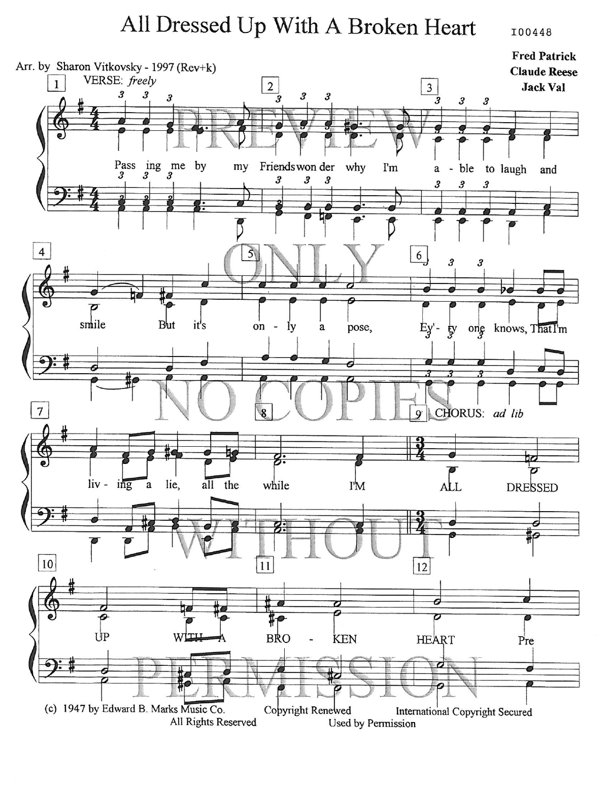 All Dressed Up With A Broken Heart — sheet music preview, arranged by Sharon Vitkovsky