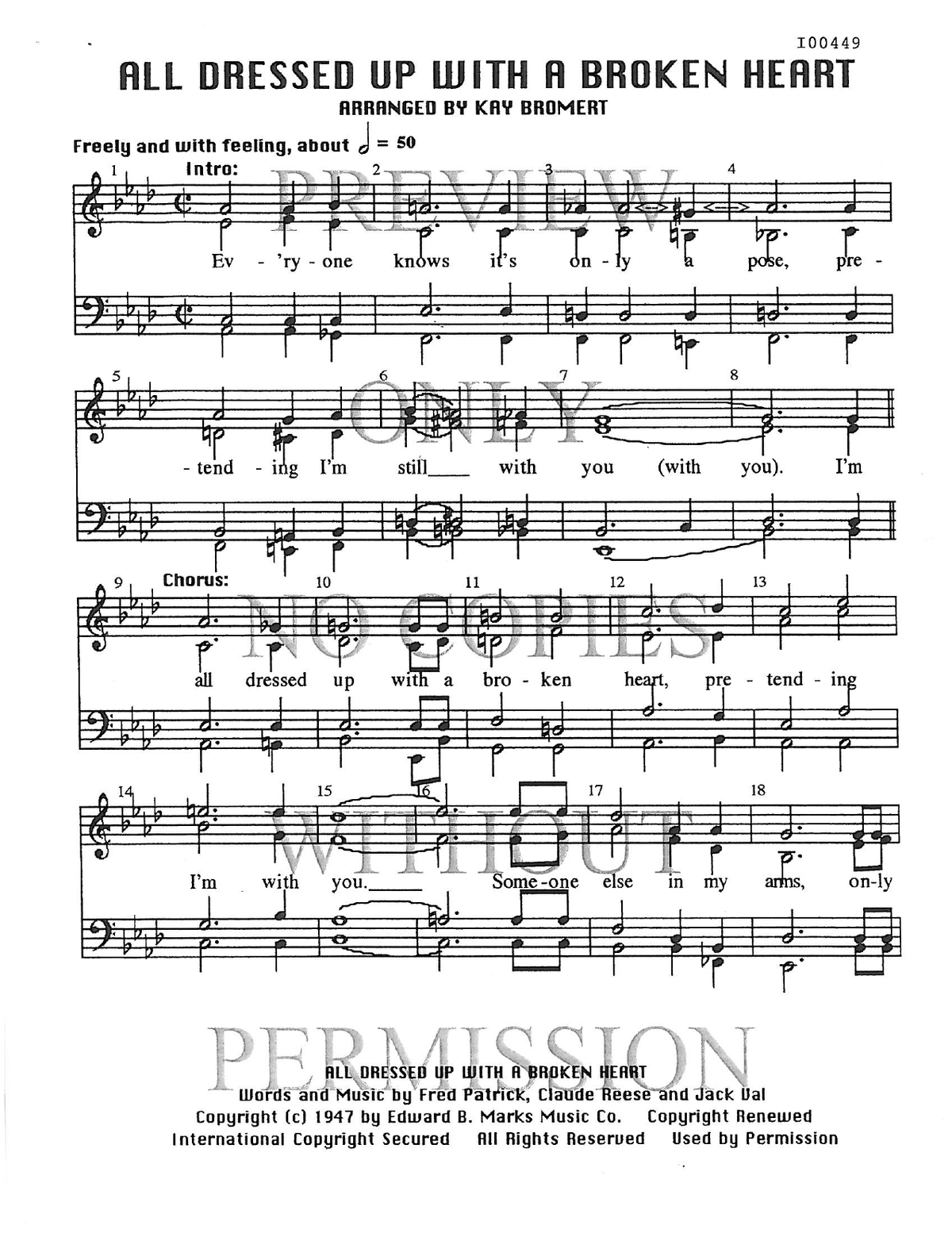 All Dressed Up With A Broken Heart — sheet music preview, arranged by Kay Bromert