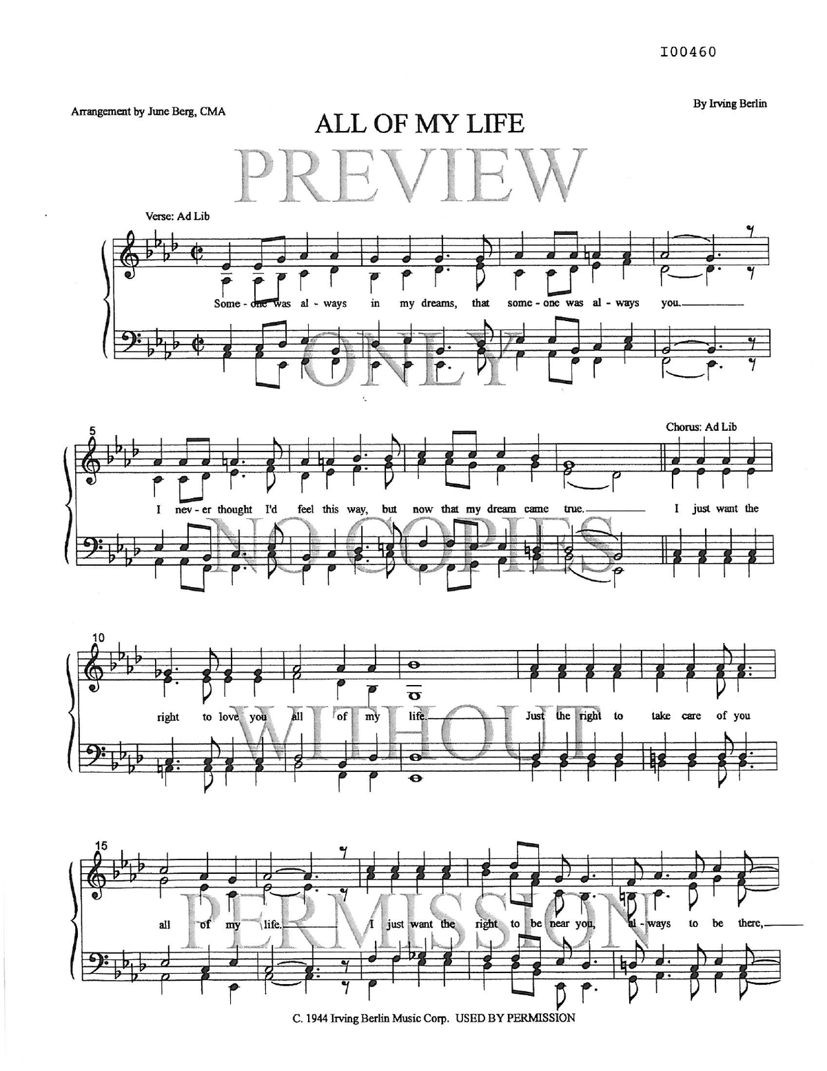 All Of My Life — sheet music preview, arranged by June Berg