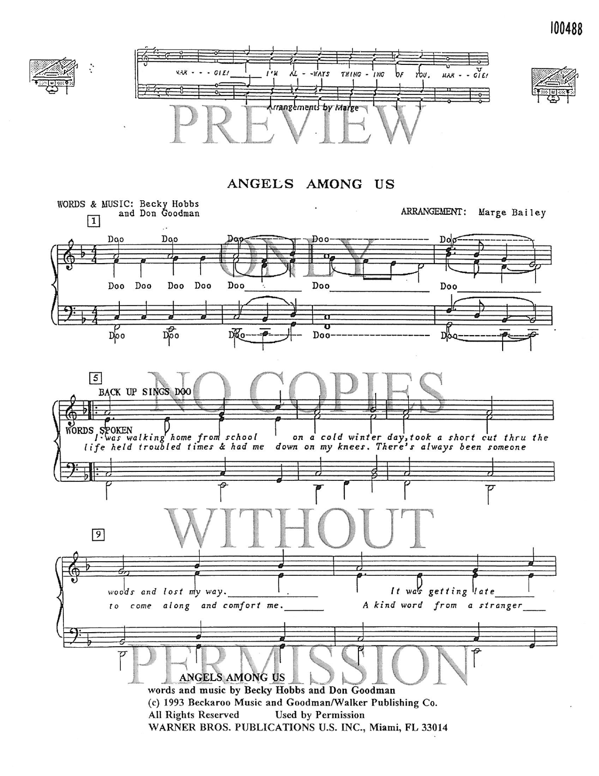 Angels Among Us — sheet music preview, arranged by Marge Bailey