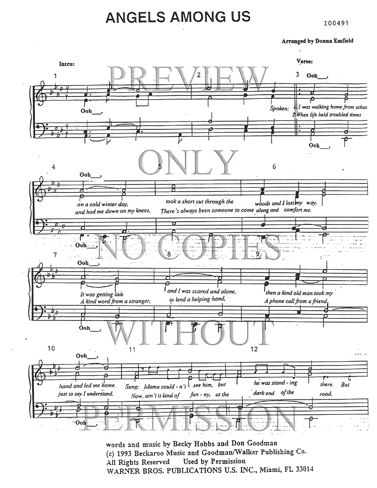 Angels Among Us — sheet music preview, arranged by Donna Emfield