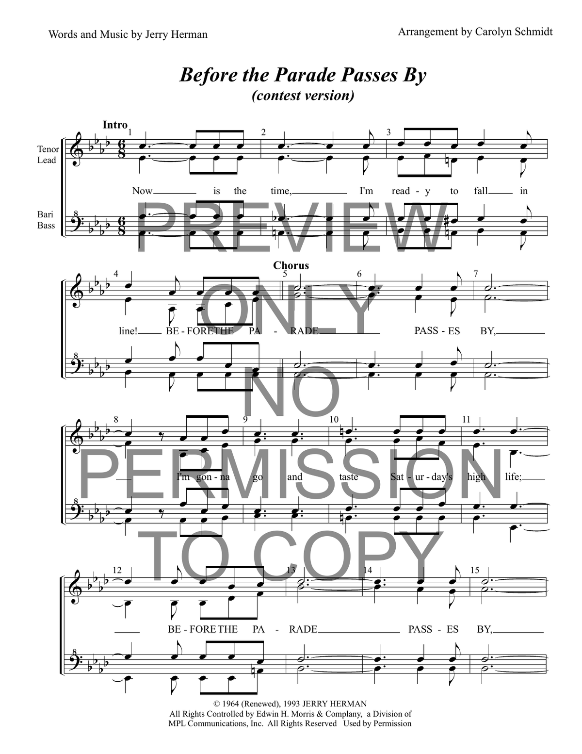Before The Parade Passes By — sheet music preview, arranged by Carolyn Schmidt