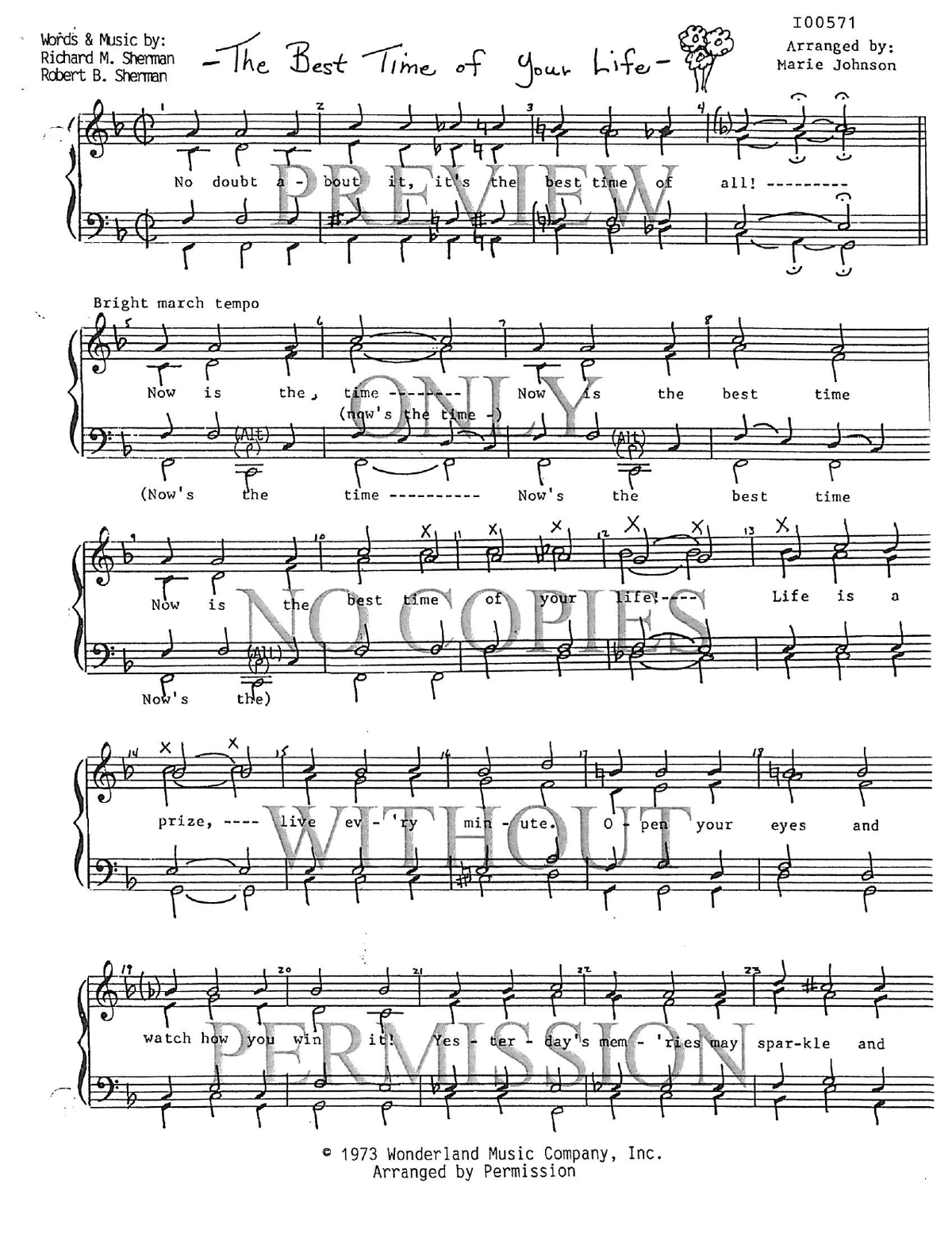 The Best Time Of Your Life — sheet music preview, arranged by Marie Johnson