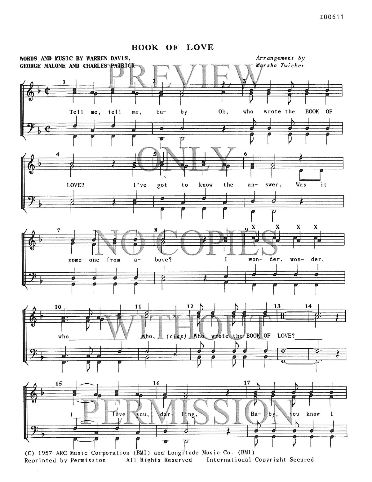 Book Of Love — sheet music preview, arranged by Marsha Zwicker
