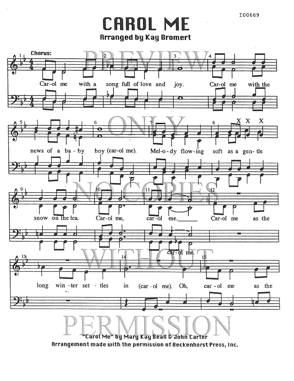 Carol Me — sheet music preview, arranged by Kay Bromert