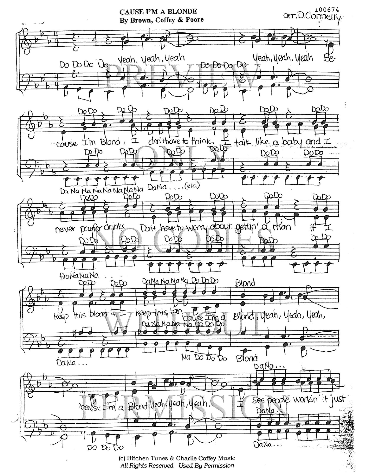 Cause I'm A Blonde — sheet music preview, arranged by Debbie Cleveland