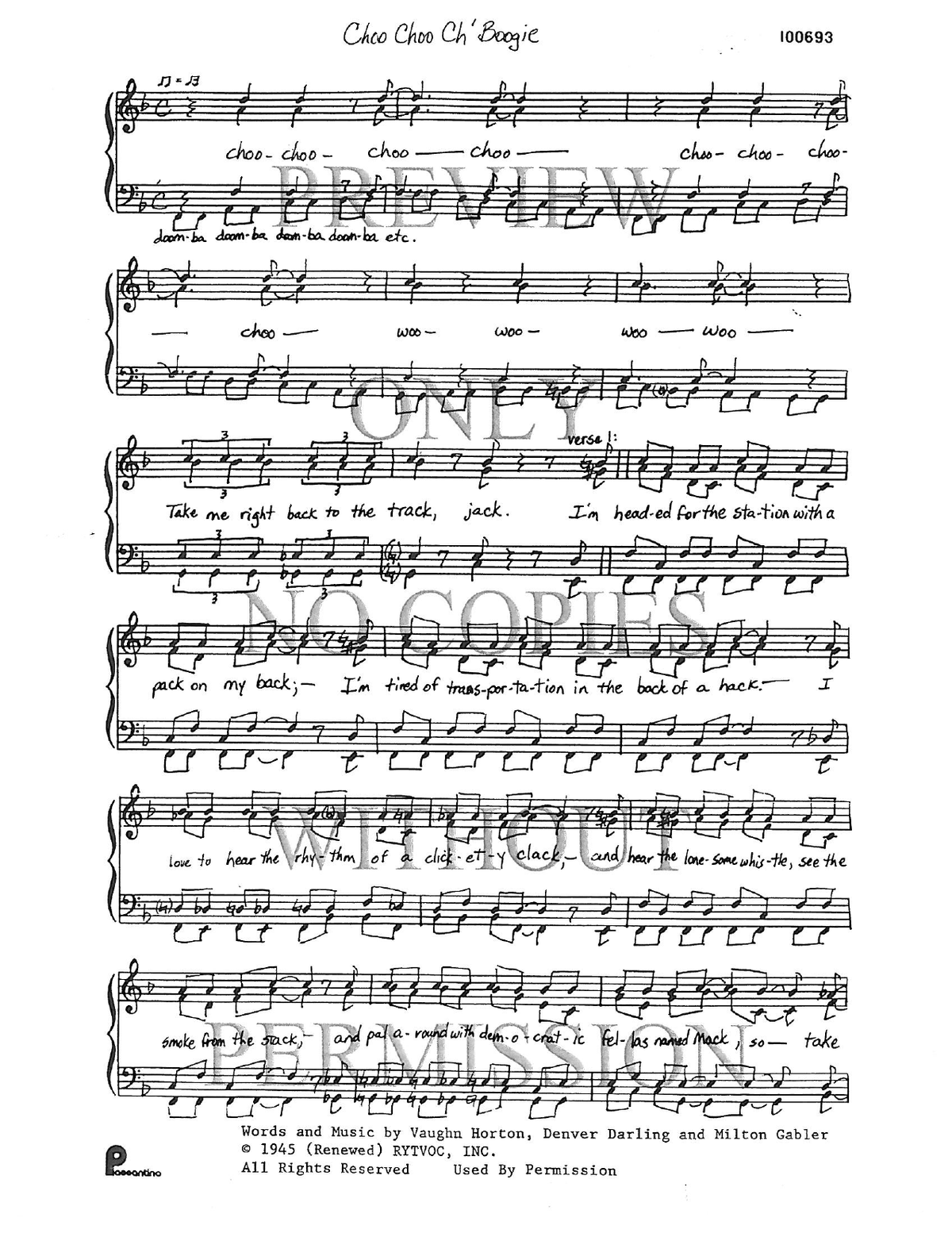 Choo Choo Ch'Boogie — sheet music preview, arranged by Becky Wilkins
