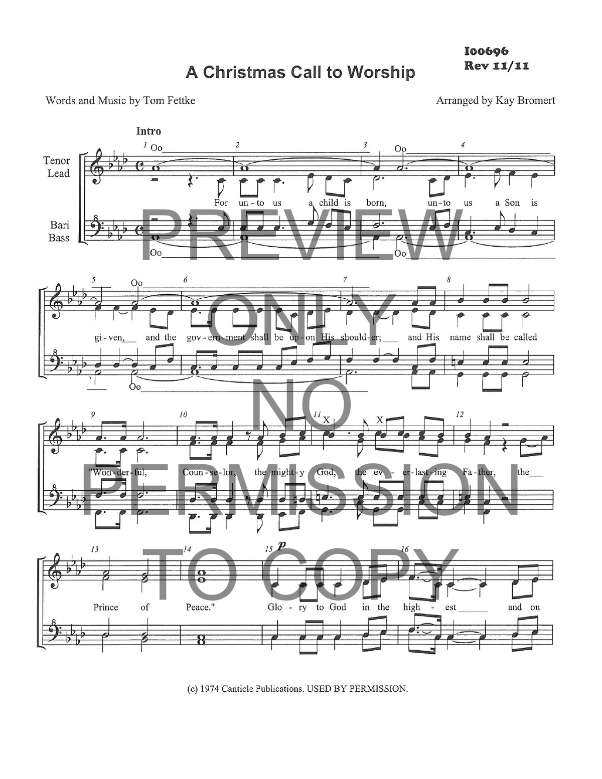 A Christmas Call To Worship — sheet music preview, arranged by Kay Bromert