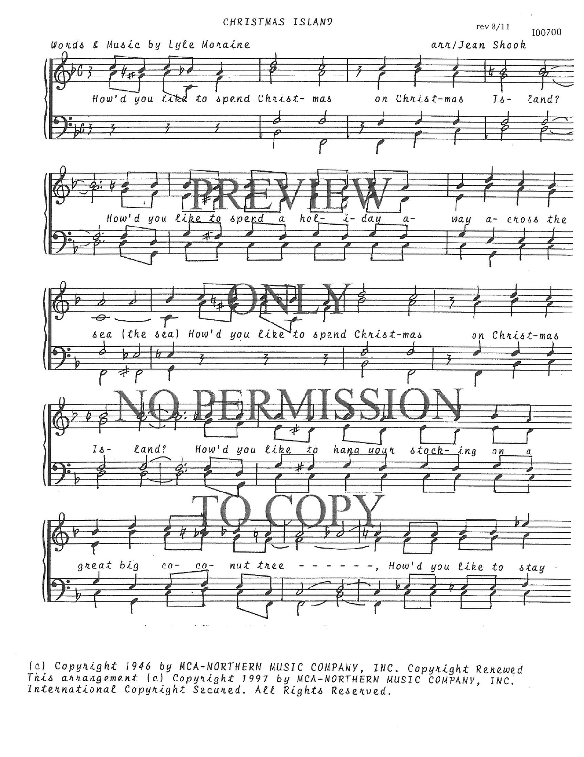 Christmas Island — sheet music preview, arranged by Jean Shook