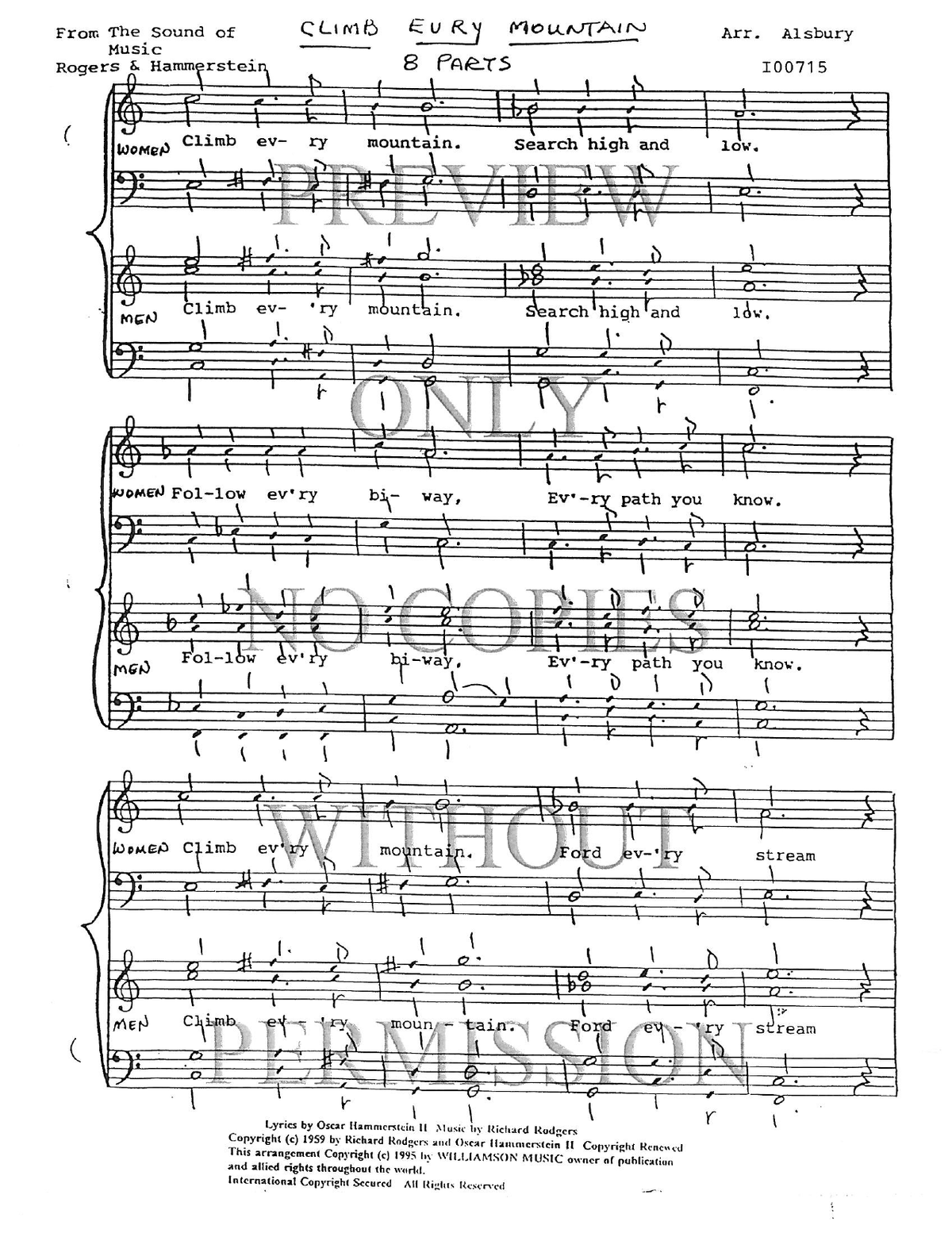 Climb Every Mountain — sheet music preview, arranged by Sylvia Alsbury