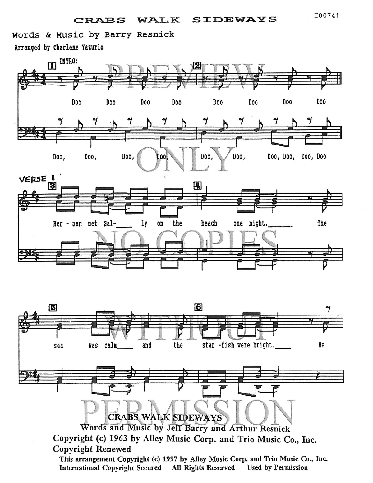 Crabs Walk Sideways — sheet music preview, arranged by Charlene Yazurlo