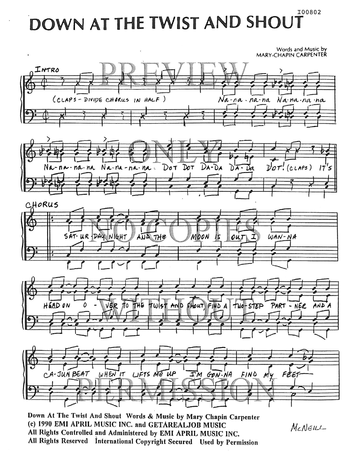 Down At The Twist And Shout — sheet music preview, arranged by Barbara McNeill