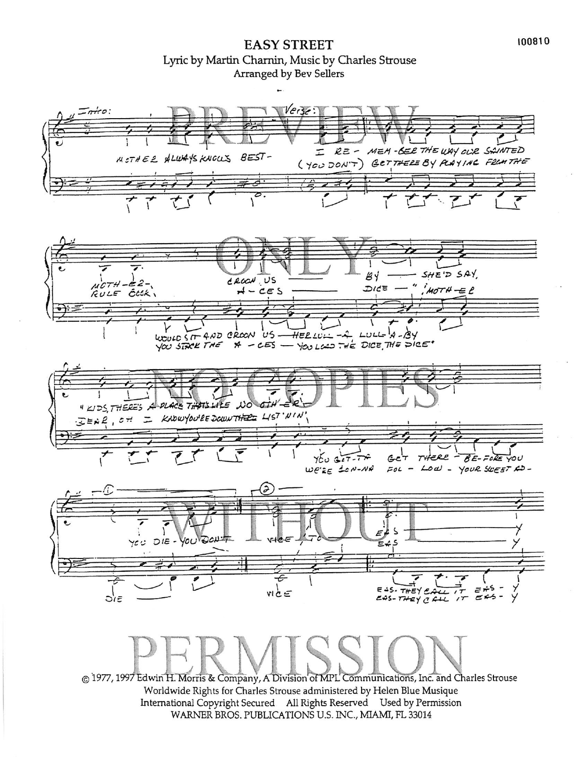 Easy Street — sheet music preview, arranged by Bev Sellers
