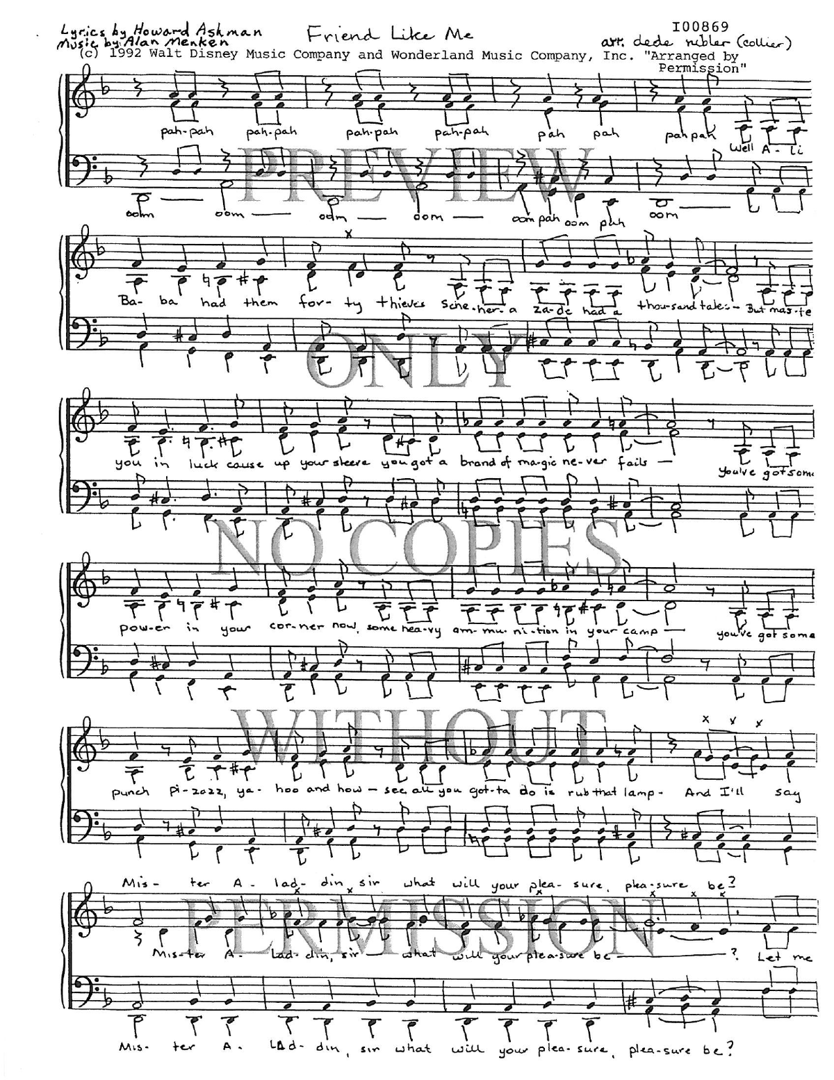 Friend Like Me — sheet music preview, arranged by Dede Nibler