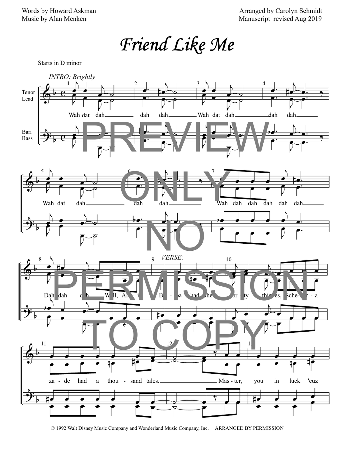 Friend Like Me — sheet music preview, arranged by Carolyn Schmidt