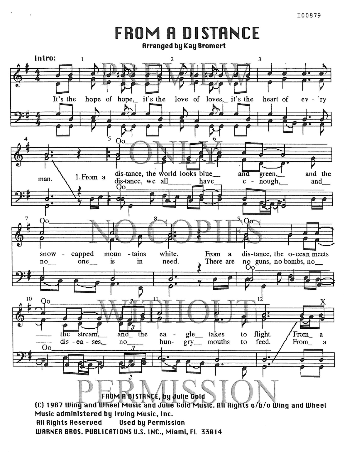 From A Distance — sheet music preview, arranged by Kay Bromert
