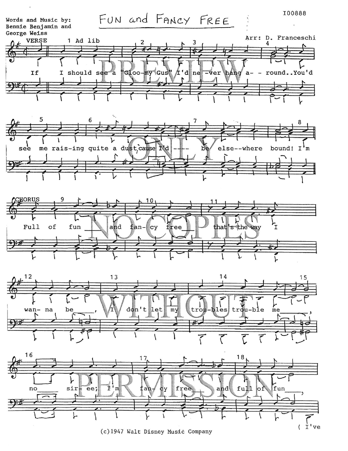Fun And Fancy Free — sheet music preview, arranged by Diana Franceschi