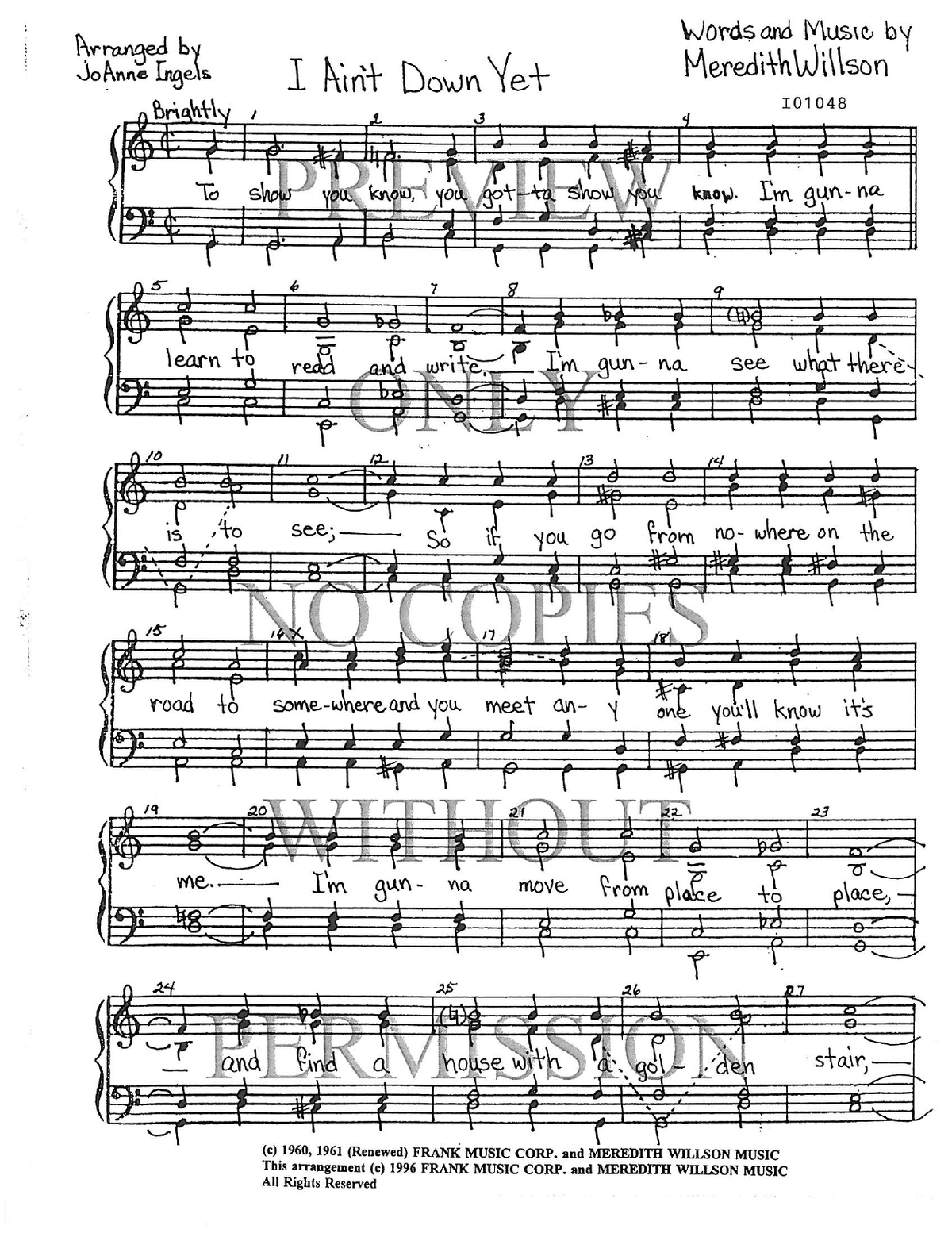 I Ain't Down Yet — sheet music preview, arranged by JoAnne Ingles