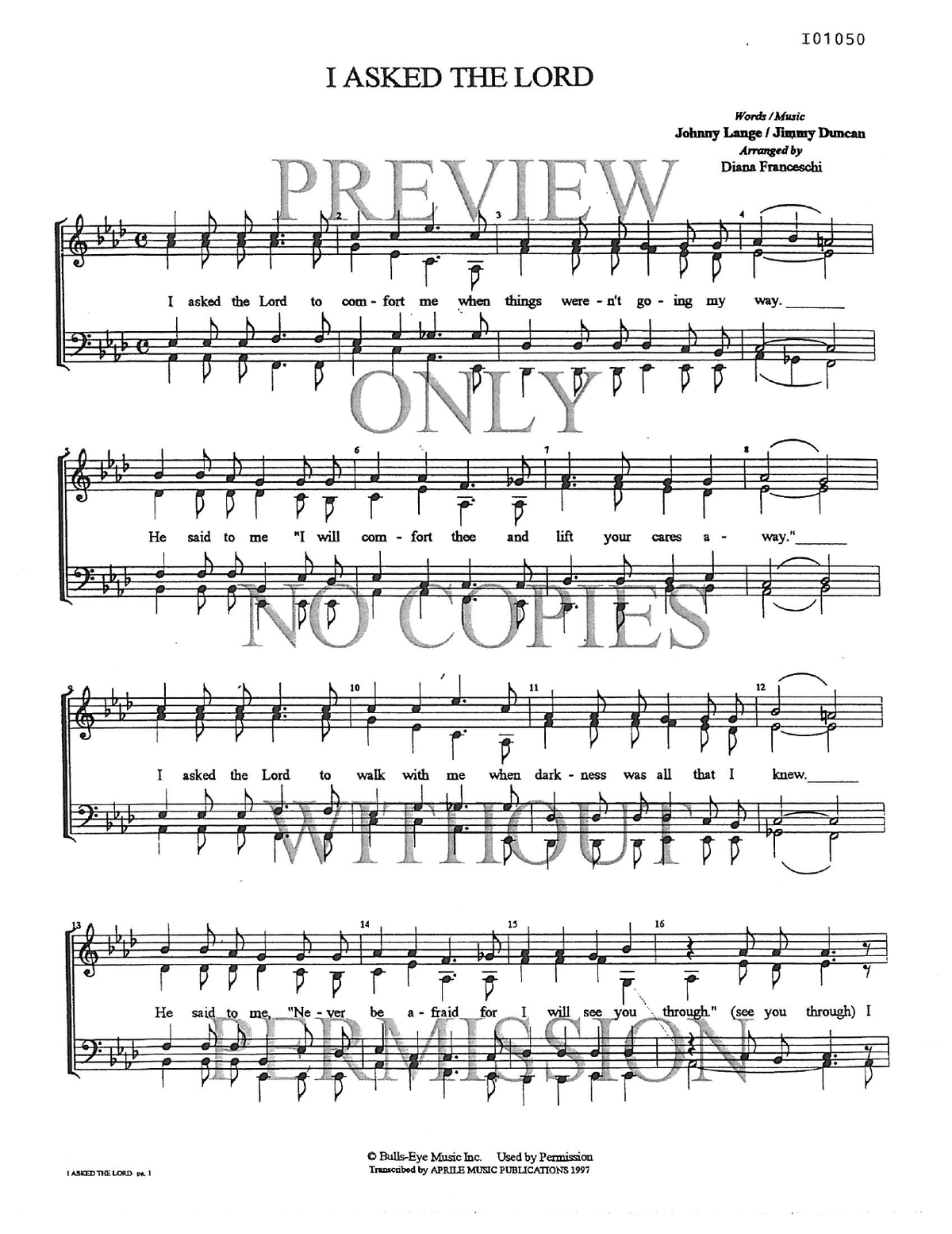 I Asked The Lord — sheet music preview, arranged by Diana Franceschi