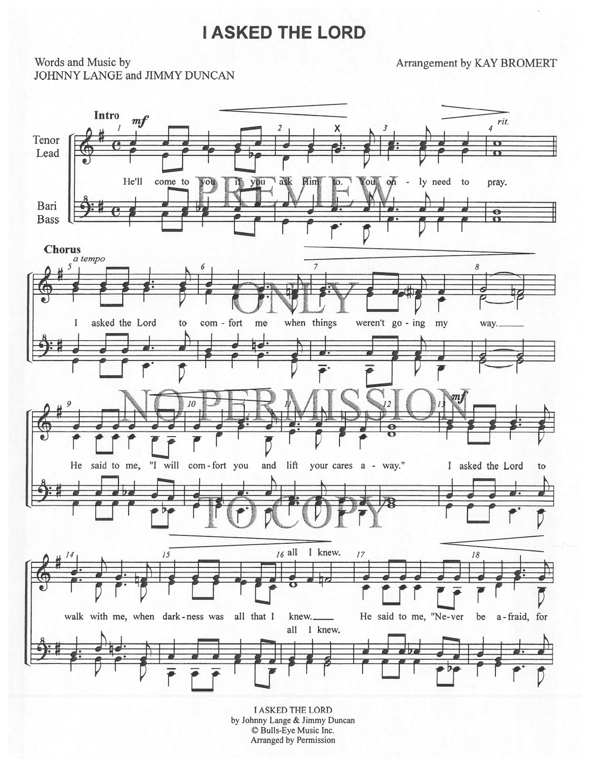 I Asked The Lord — sheet music preview, arranged by Kay Bromert