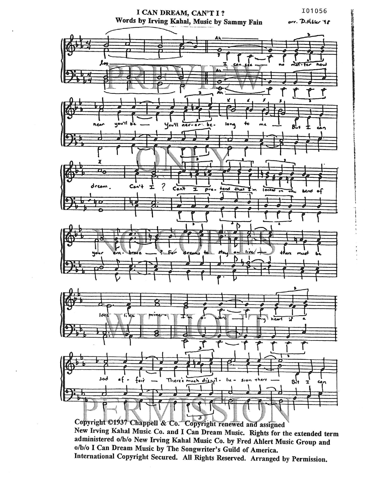 I Can Dream, Can't I? — sheet music preview, arranged by Dede Nibler