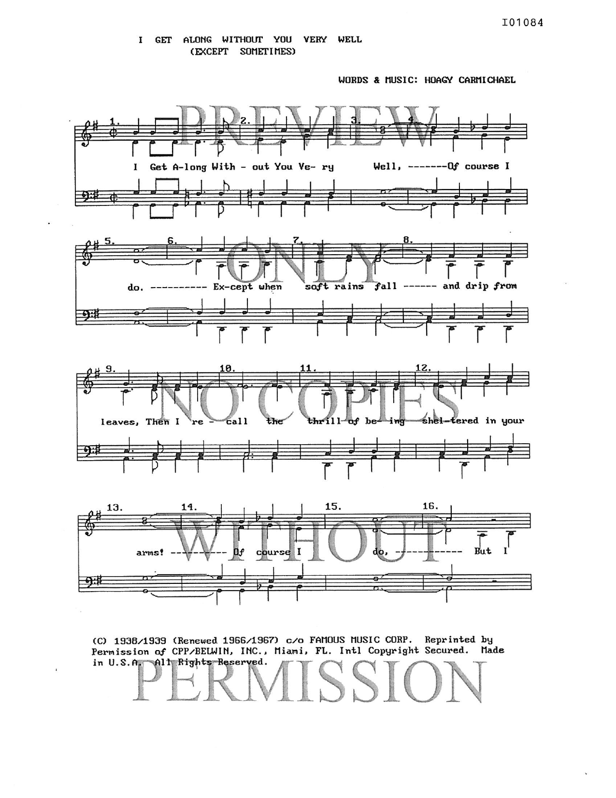 I Get Along Without You Very Well — sheet music preview, arranged by Sonny Steffan