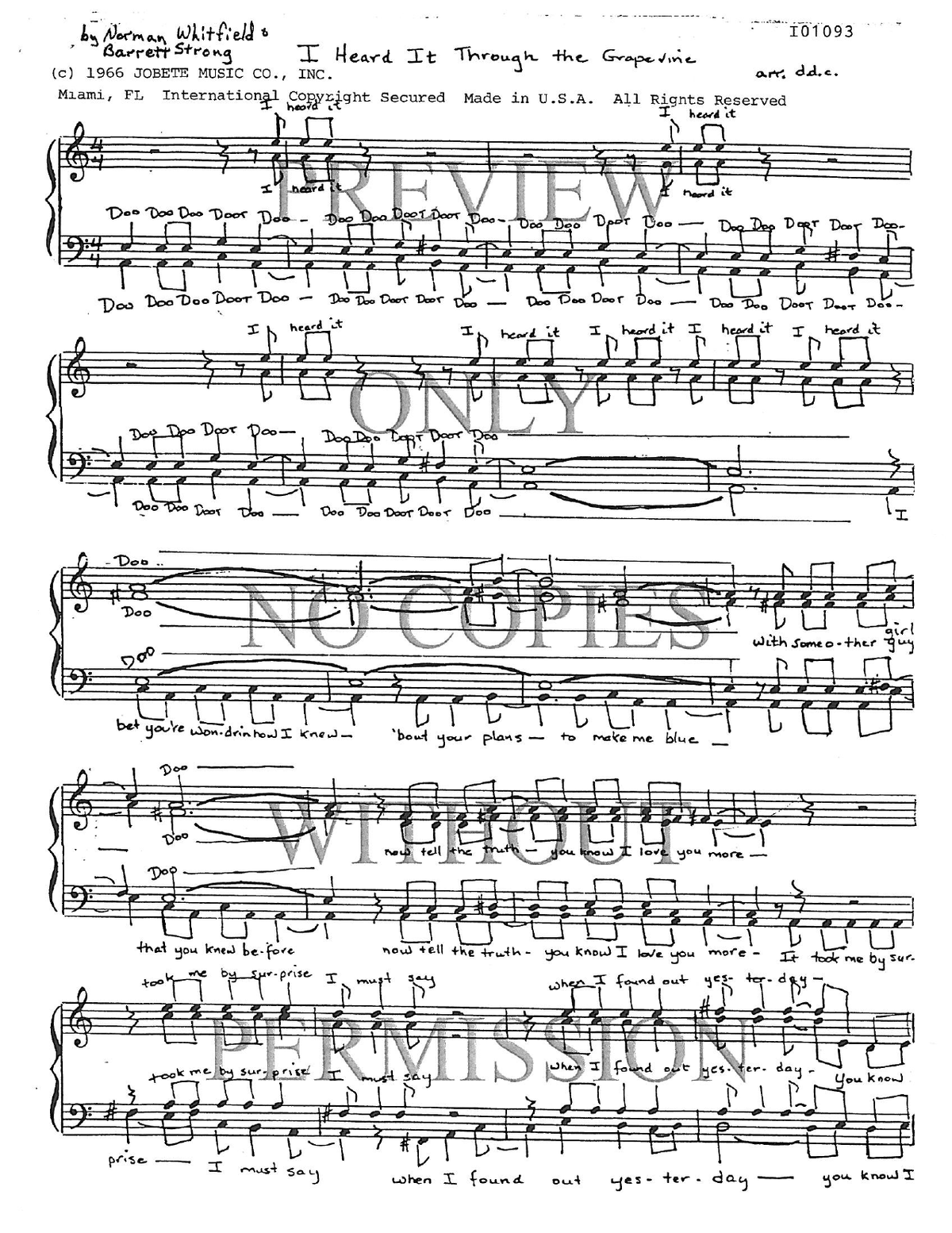 I Heard It Through The Grapevine — sheet music preview, arranged by Dede Nibler