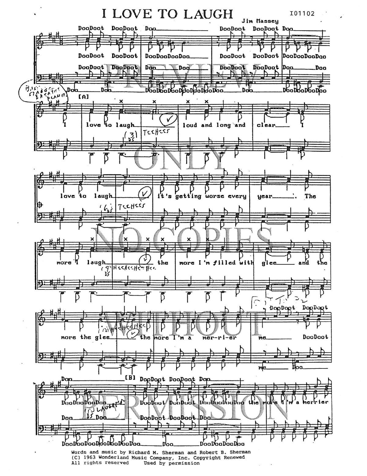 I Love To Laugh — sheet music preview, arranged by Jim Massey
