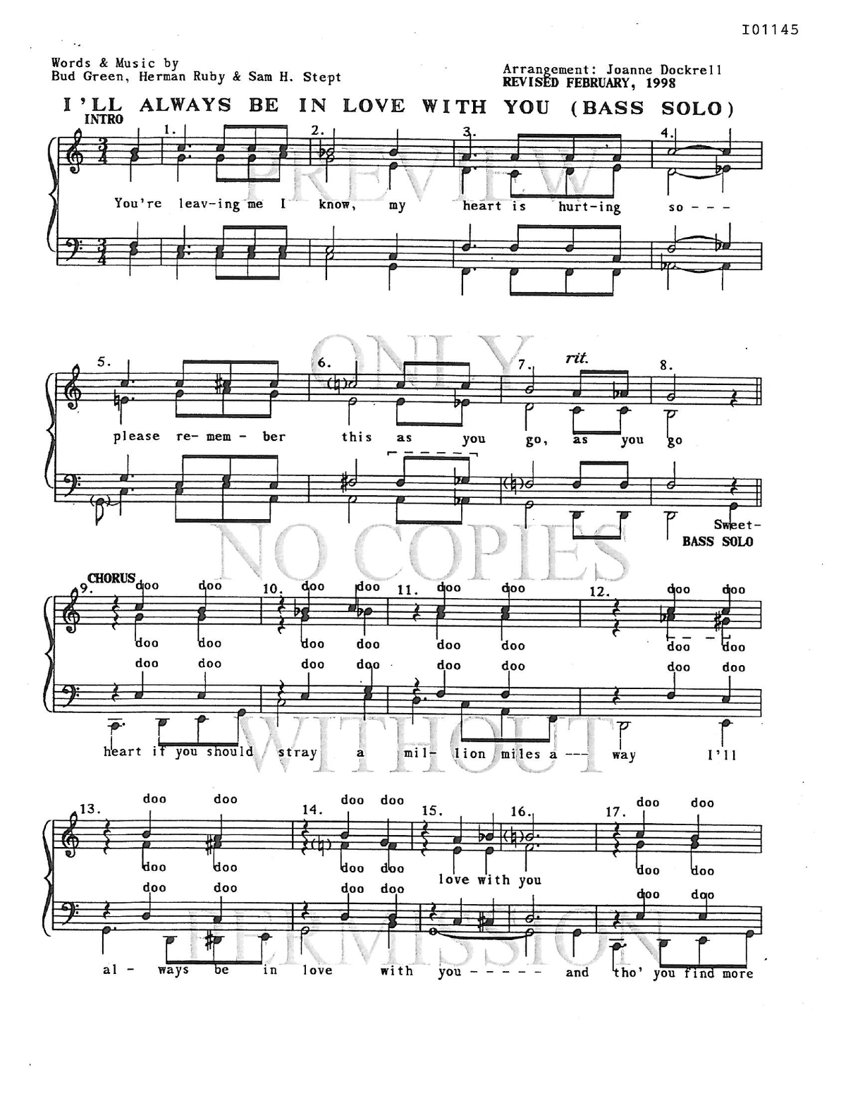 I'll Always Be In Love With You — sheet music preview, arranged by Joanne Dockrell