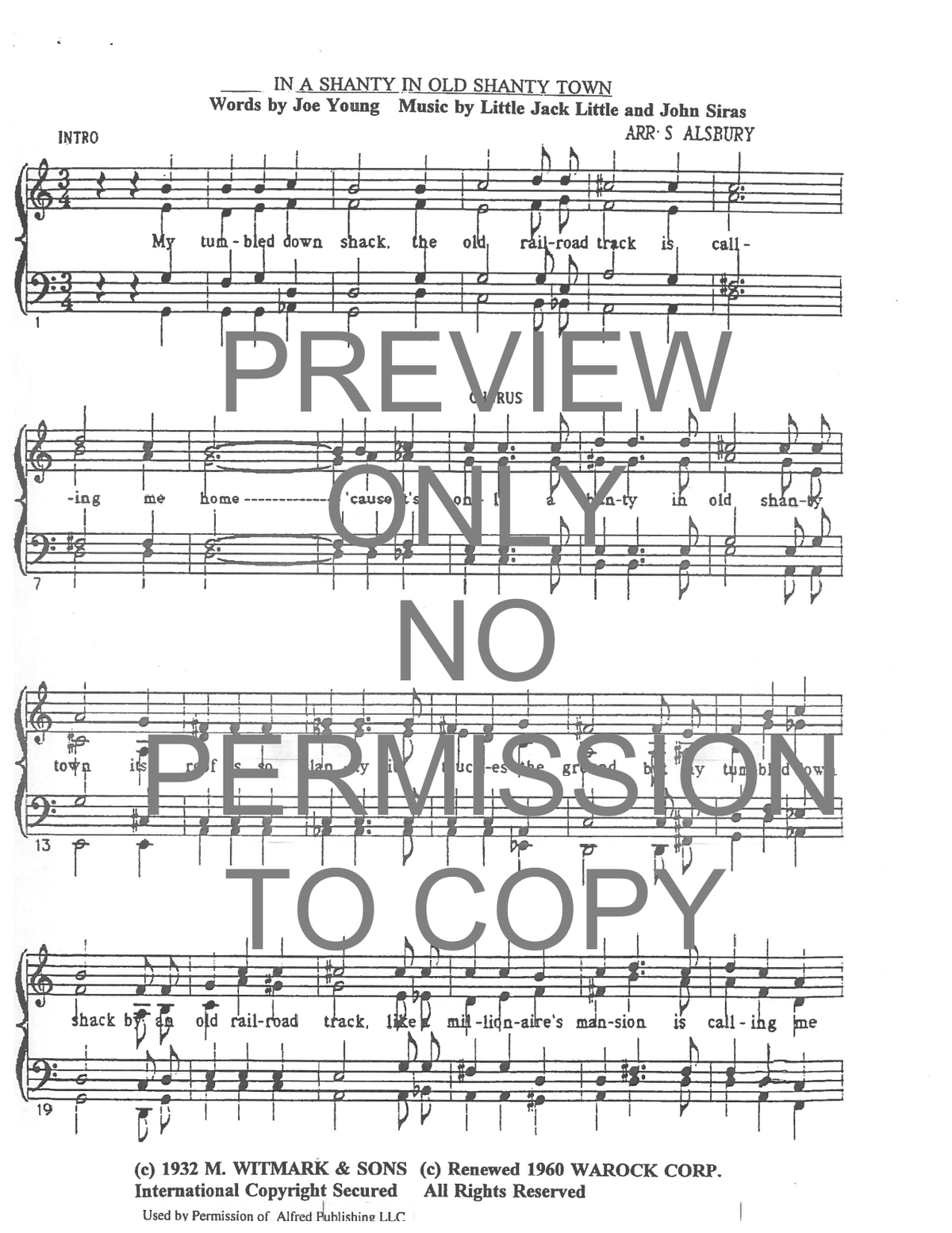 In A Shanty In Old Shanty Town — sheet music preview, arranged by Sylvia Alsbury
