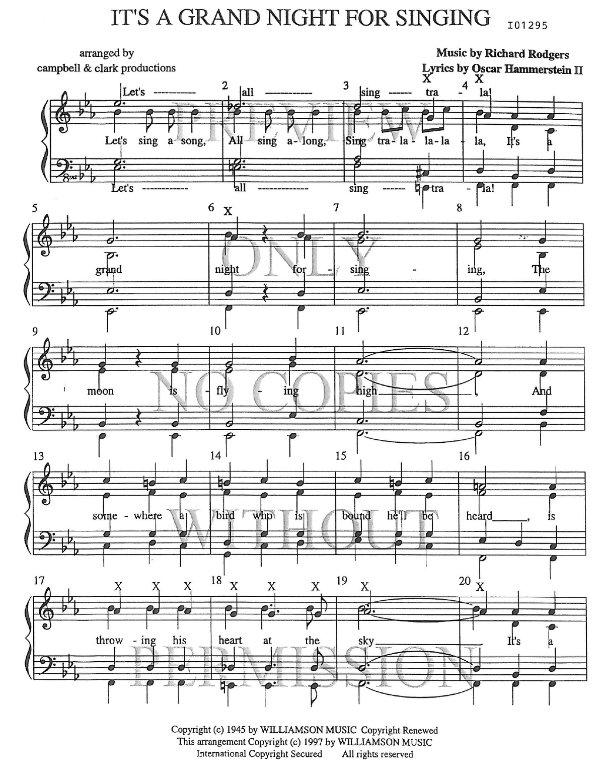 It's A Grand Night For Singing — sheet music preview, arranged by Molly Clark