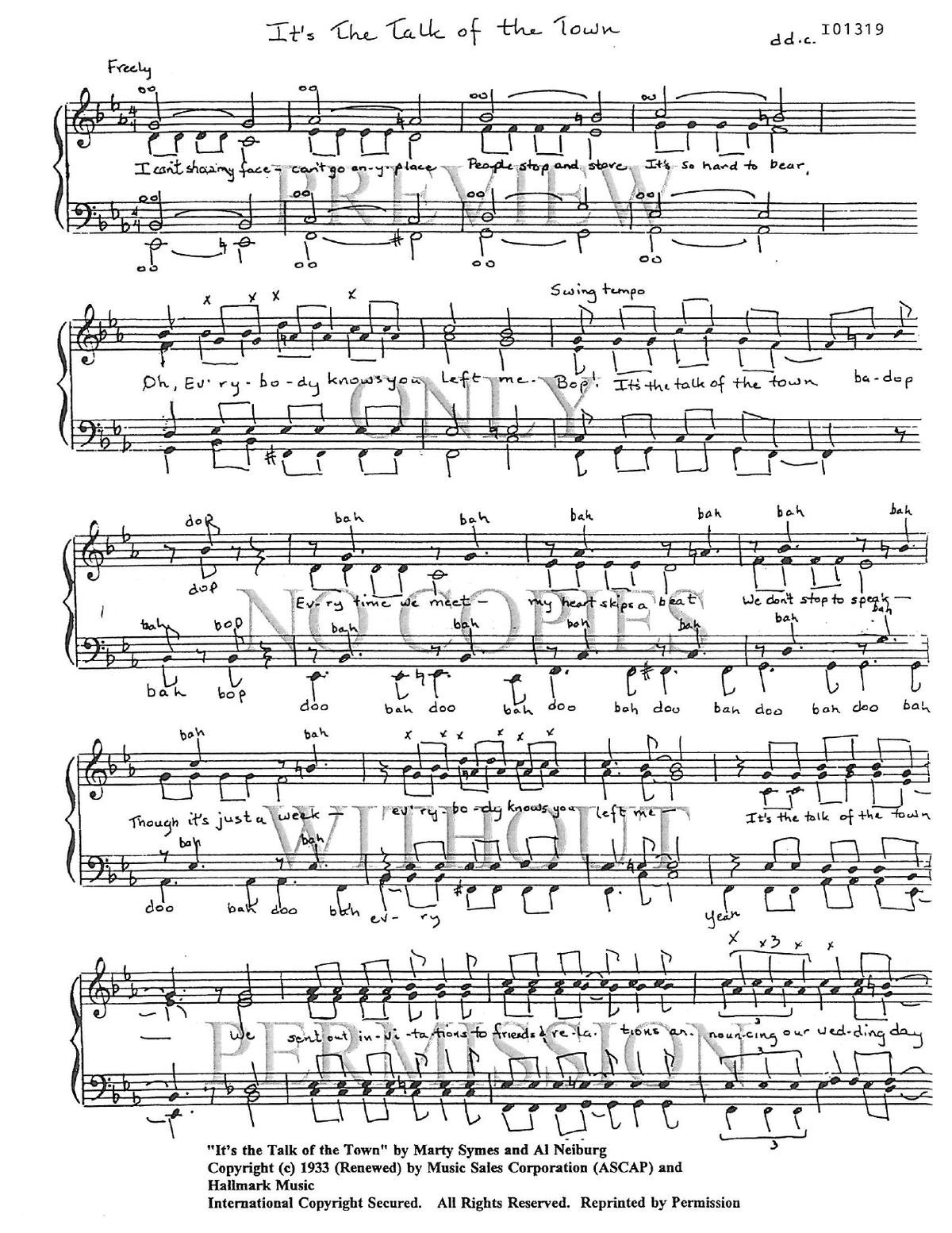 It's The Talk Of The Town — sheet music preview, arranged by Dede Nibler