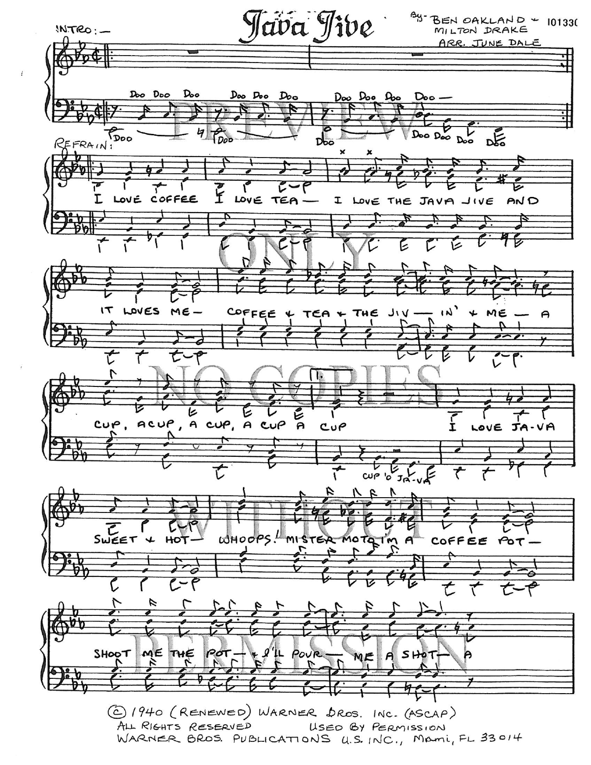 Java Jive — sheet music preview, arranged by June Dale