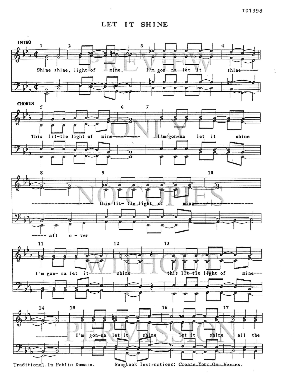 Let It Shine — sheet music preview, arranged by Mary K. Coffman