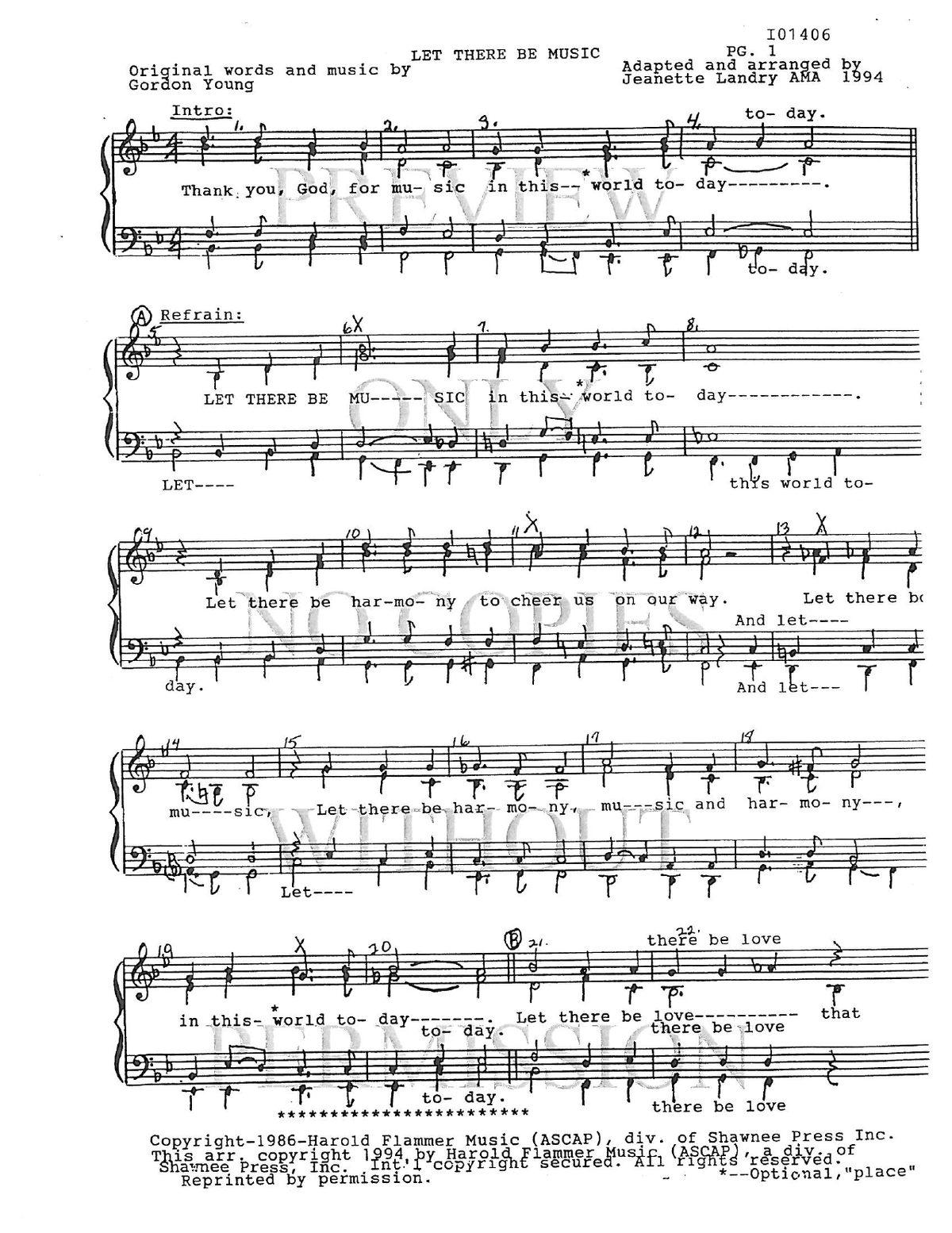 Let There Be Music — sheet music preview, arranged by Jeanette Perry