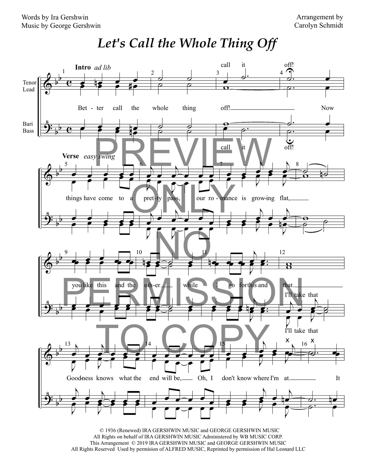 Let's Call The Whole Thing Off — sheet music preview, arranged by Carolyn Schmidt