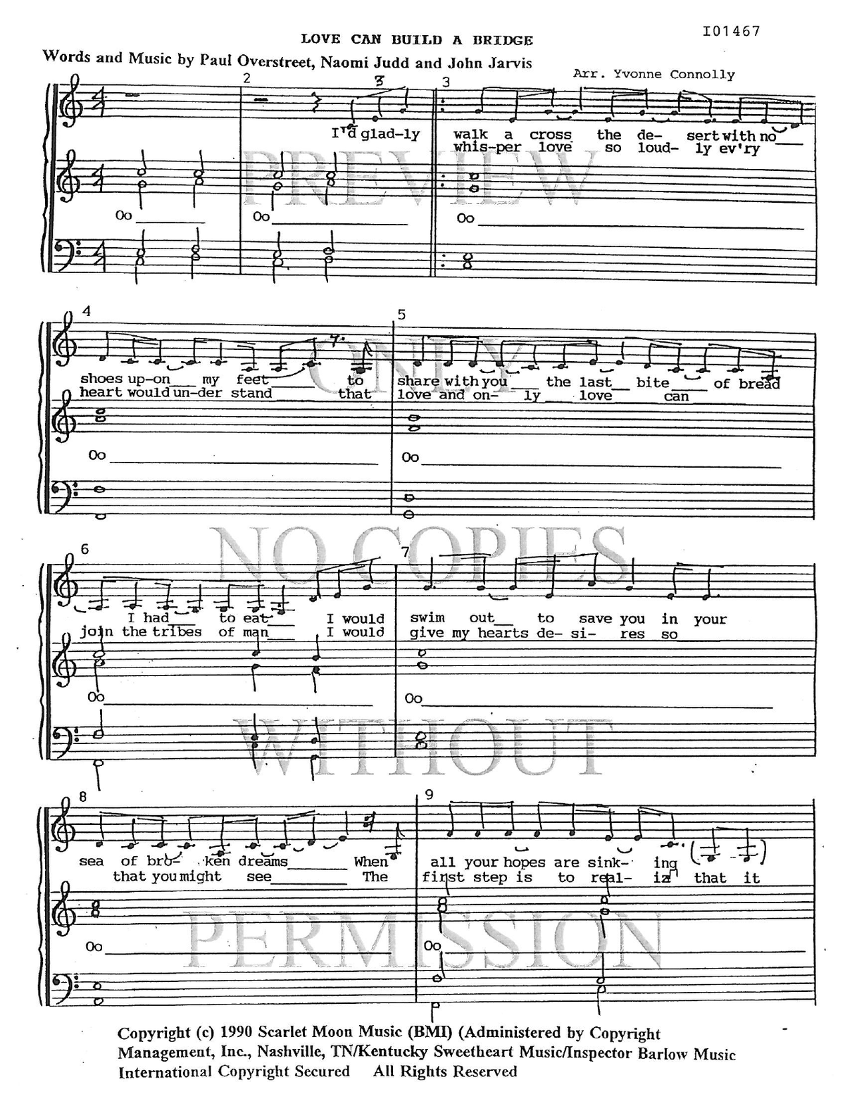 Love Can Build A Bridge — sheet music preview, arranged by Yvonne Connolly