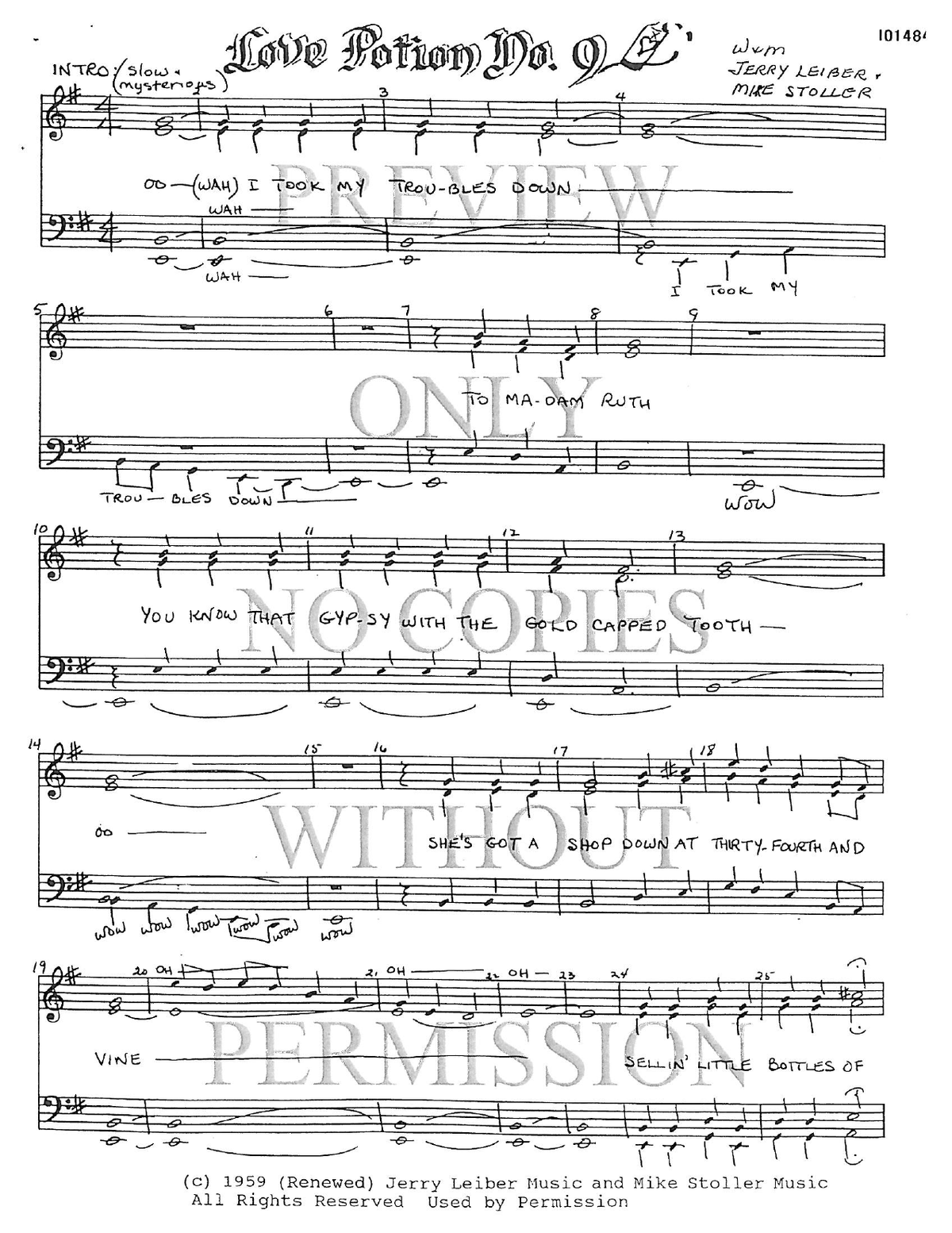 Love Potion #9 — sheet music preview, arranged by June Dale