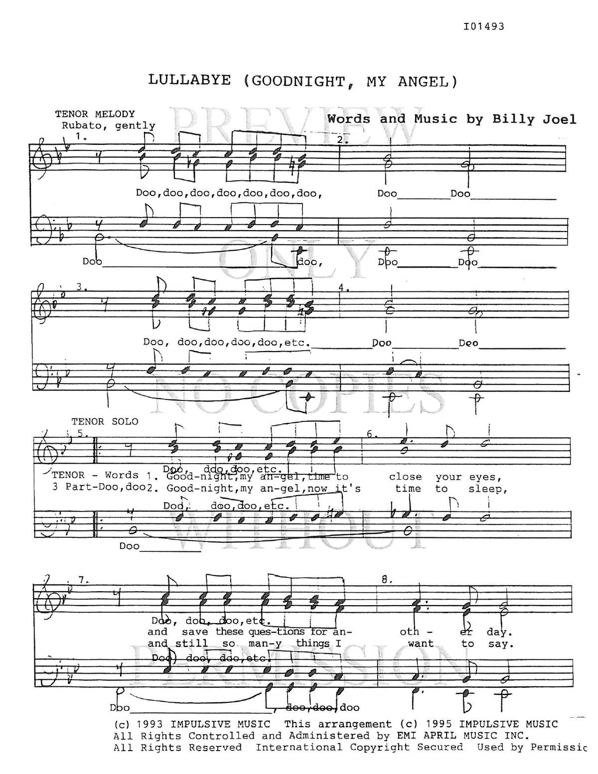 Lullabye — sheet music preview, arranged by Cheryl Suhr
