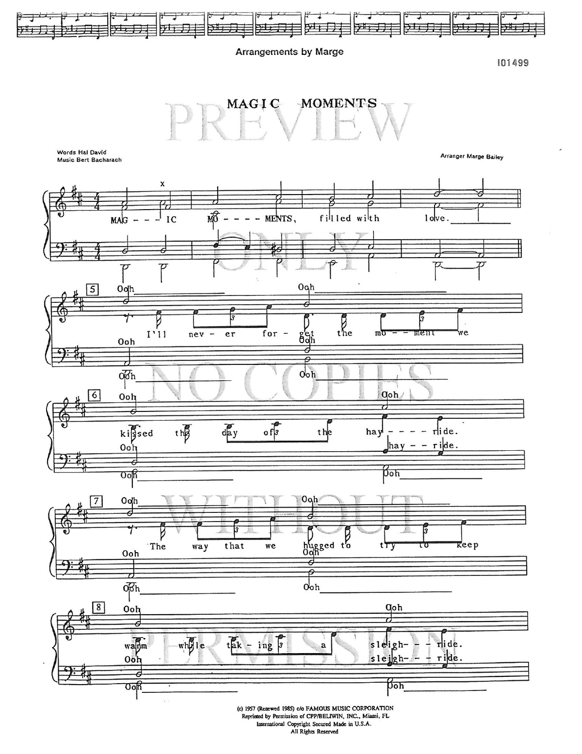 Magic Moments — sheet music preview, arranged by Marge Bailey